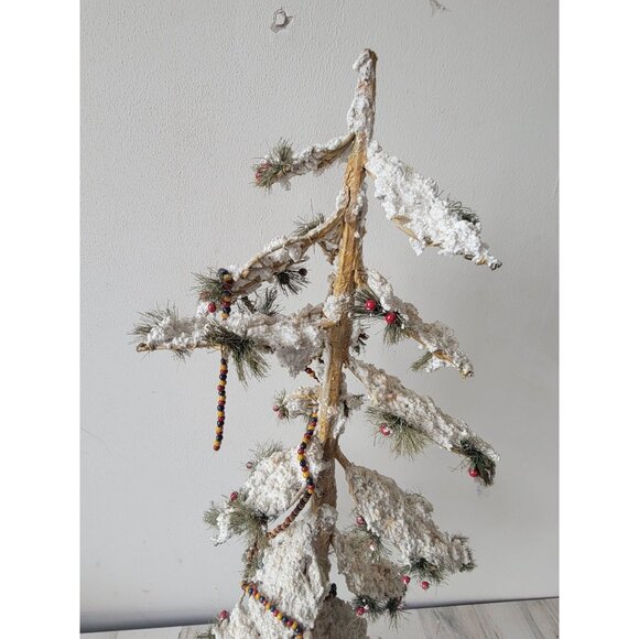 Large skinny tree branch cranberry glitter Xmas home decor vintage - Picture 11 of 14
